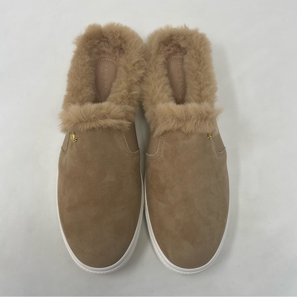 Nib Ralph Lauren Jinny Faux Fur Trim Mule Slippers - Picture 6 of 11